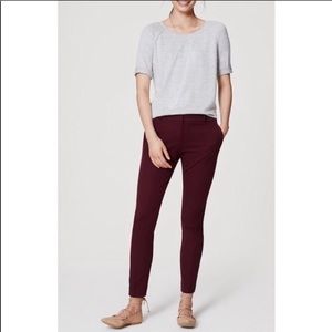 LOFT Burgundy Marissa Skinny Work Pants